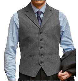 Solovedress Wolle Anzugweste Formale Regular Fit Weste Anzug Weste für Hochzeit Groomsmen(Grey,XL) von Solovedress
