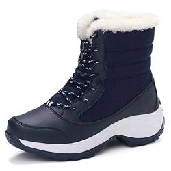 Solshine Damen Kurzschaft Gefüttert Plateau Winter Schnürstiefel Dunkelblau 36EU von Solshine