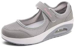 Solshine Damen Mesh Sommerschuhe Plateau Fitness Sneakers 787 Grau 36EU von Solshine