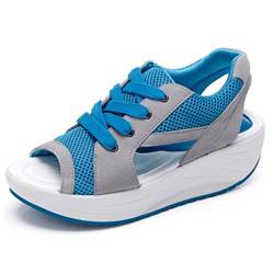 Solshine Damen Netz Atmungsaktiv Sandalen Turnschuhe Laufschuhe Offene Zehen Sneakers 35 EU / 3 UK / 5 US blau von Solshine