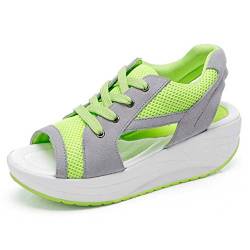 Solshine Damen Netz Atmungsaktiv Sandalen Turnschuhe Offene Zehen Sneakers M198 Grün 37EU von Solshine