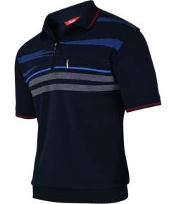 Soltice Herren Kurzarm Poloshirt, Polohemd, Gestreifte Blousonshirt mit Brusttasche aus Baumwoll-Mix, Größe M bis 3XL (M, [D] Navy) von Soltice