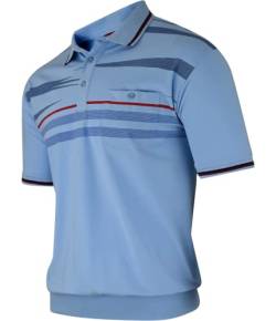 Soltice Herren Kurzarm Poloshirts Gestreifte Blousonshirts Baumwoll-Mix, Größe M bis 3XL (M, [M6] SkyBlue) von Soltice