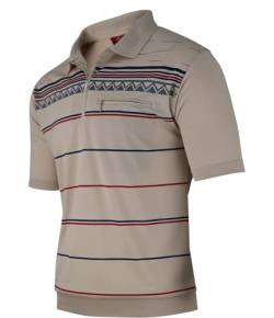 Soltice Herren Kurzarm Poloshirts Gestreifte Blousonshirts Baumwoll-Mix, Größe M bis 3XL (XL, [M7] Beige) von Soltice