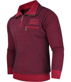 Soltice Herren Langarm Sweatshirt mit Brusttasche, Poloshirts, Winter- Strick- Pullover, gestreift aus Baumwoll-Mix (M bis 3XL) (L, [M9] Bordeaux) von Soltice