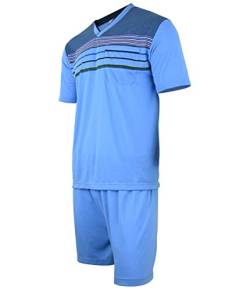 Soltice Herren Zweiteiliger Schlafanzug, Kurze Pyjama im Set, Gestreifte Nachtwäsche aus 100% Baumwolle (M bis 5XL) (L, [M3] SkyBlue) von Soltice