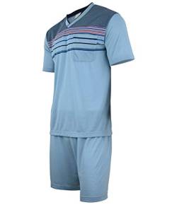 Soltice Herren Zweiteiliger Schlafanzug, Kurze Pyjama im Set, Gestreifte Nachtwäsche aus 100% Baumwolle (M bis 5XL) (L, [M3] Steelblue) von Soltice