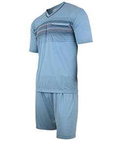 Soltice Herren Zweiteiliger Schlafanzug, Kurze Pyjama im Set, Gestreifte Nachtwäsche aus 100% Baumwolle (M bis 5XL) (XL, [M4] Steelblue) von Soltice