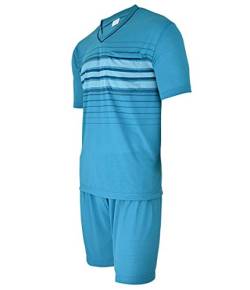 Soltice Herren Zweiteiliger Schlafanzug, Kurze Pyjama im Set, Gestreifte Nachtwäsche aus 100% Baumwolle (M bis 5XL) (XL, [M4] Türkis) von Soltice