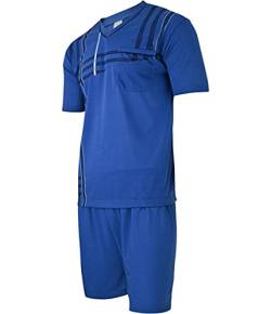 Soltice Herren Zweiteiliger Schlafanzug, Kurze Pyjama im Set mit Brusttasche, Gestreifte Nachtwäsche aus 100% Baumwolle (M bis 5XL) (L, [M7] Dunkelblau) von Soltice