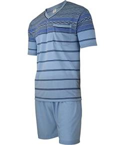 Soltice Herren Zweiteiliger Schlafanzug, Kurze Pyjama im Set mit Brusttasche, Gestreifte Nachtwäsche aus 100% Baumwolle (M bis 5XL) (M, [M8] SkyBlue) von Soltice