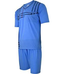 Soltice Herren Zweiteiliger Schlafanzug, Kurze Pyjama im Set mit Brusttasche, Gestreifte Nachtwäsche aus 100% Baumwolle (M bis 5XL) (XL, [M7] SkyBlue) von Soltice