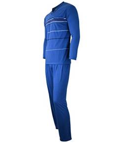 Soltice Herren Zweiteiliger Schlafanzug, Lange Pyjama im Set, Gestreifte Nachtwäsche aus 100% Baumwolle (M bis 3XL) (2XL, [V4] Blau) von Soltice