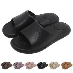 Solutra Badelatschen Damen Herren Wolkenschuhe, Airfoot Rutschfeste Badeschlappen Damen Hausschlappen, Cozy Sliders Weiche Hausschuhe Damen Sommer (Schwarz,36/37 EU) von Solutra