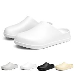 Solutra Gartenschuhe Herren Damen Clogs, wasserdichte rutschfeste Hausschuhe Herren Geschlossen Gartenclogs Damen, Eva Leicht Hausschlappen Damen Latschen (Weiß,36/37 EU) von Solutra