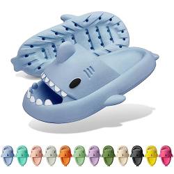 Solutra Hai Hausschuhe Damen Herren, Rutschfeste Cloud Shark Slides Badelatschen, Sommer Shark Slippers für Zuhause Schwimmbad Strand(38/39 EU,Blau) von Solutra