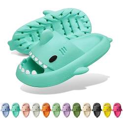 Solutra Hai Hausschuhe Damen Herren, Rutschfeste Cloud Shark Slides Badelatschen, Sommer Shark Slippers für Zuhause Schwimmbad Strand(38/39 EU,Mintgrün) von Solutra