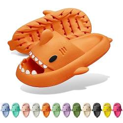 Solutra Hai Hausschuhe Damen Herren, Rutschfeste Cloud Shark Slides Badelatschen, Sommer Shark Slippers für Zuhause Schwimmbad Strand(38/39 EU,Orange) von Solutra