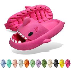 Solutra Hai Hausschuhe Damen Herren, Rutschfeste Cloud Shark Slides Badelatschen, Sommer Shark Slippers für Zuhause Schwimmbad Strand(38/39 EU,Rosenrot) von Solutra