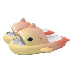 Solutra Hai Hausschuhe Damen Herren, Rutschfeste Cloud Shark Slides Badelatschen, Sommer Shark Slippers für Zuhause Schwimmbad Strand (Gelb-Orange,36/37 EU) von Solutra