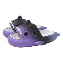 Solutra Hai Hausschuhe Damen Herren, Rutschfeste Cloud Shark Slides Badelatschen, Sommer Shark Slippers für Zuhause Schwimmbad Strand (Violett-Schwarz,38/39 EU) von Solutra