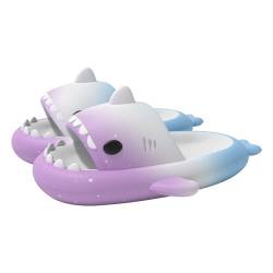 Solutra Hai Hausschuhe Damen Herren, Rutschfeste Cloud Shark Slides Badelatschen, Sommer Shark Slippers für Zuhause Schwimmbad Strand (Violett-Weiß,40/41 EU) von Solutra