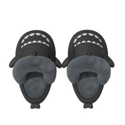 Solutra Hai Hausschuhe Damen Plüsch, Winter Warm Plüsch Shark Slippers, Wasserdicht Hai Schuhe Haifisch Schlappen Pantoffeln für Erwachsener Kinder (Abnehmbares Plüschfutter) von Solutra