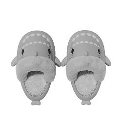 Solutra Hai Hausschuhe Damen Plüsch, Winter Warm Plüsch Shark Slippers, Wasserdicht Hai Schuhe Haifisch Schlappen Pantoffeln für Erwachsener Kinder (Abnehmbares Plüschfutter) von Solutra