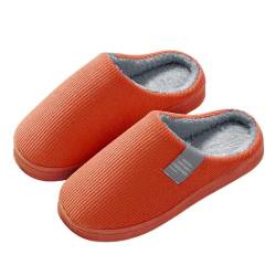 Solutra Hausschuhe Damen Plüsch hausschlappen, Warme Pantoffeln Damen Herren Slippers, Unisex Weiche hauslatschen für Herbst und Winter (36/37EU,Orange) von Solutra