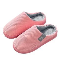 Solutra Hausschuhe Damen Plüsch hausschlappen, Warme Pantoffeln Damen Herren Slippers, Unisex Weiche hauslatschen für Herbst und Winter (36/37EU,Rosa) von Solutra