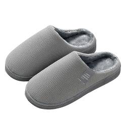 Solutra Hausschuhe Damen Plüsch hausschlappen, Warme Pantoffeln Damen Herren Slippers, Unisex Weiche hauslatschen für Herbst und Winter (42/43EU,Grau) von Solutra