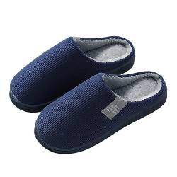 Solutra Hausschuhe Damen Plüsch hausschlappen, Warme Pantoffeln Damen Herren Slippers, Unisex Weiche hauslatschen für Herbst und Winter (42/43EU,Marineblau) von Solutra