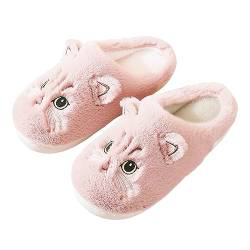 Solutra Katzen Hausschuhe Damen Winter Warme Plüsch Hausschuhe Damen Herren Pantoffeln Damen kinder Kawaii Weiche Slippers (Rosa Neu,35/36 EU) von Solutra