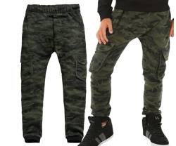 Solvera_Ltd Chino Baggy Jogginghose Hosen für Jungen, Military-Style Cargohose mit Taschen, Ideal als Outdoor Hose, Größen 116-164 (DE/NL/SE/PL, Numerisch, 158, Regular, Military Grün) von Solvera_Ltd