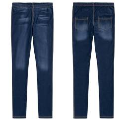 Solvera_Ltd Jeans-Optik Leggings Jeggings in Extra Lang - Treggings für Teenager Mädchen - Ideal als Hose für Mädchen Skinny Fit Hosen Optik Jeans Stretch Jeansoptik (152 Slim Blau) von Solvera_Ltd