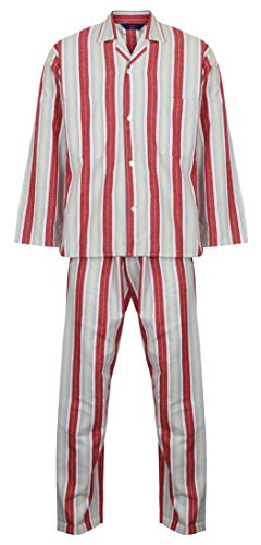 Somax Gestreifter Pyjama aus Flanell, 100% Baumwolle, Herren, Weinrot (Größe XXL) von Somax