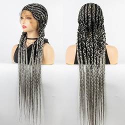 Schwarze Micro Braids Synthetische Lace-Front-Perücken,mit Babyhaar Cornrows Half Box Geflochtene Perücken für Schwarze Frauen,Hitzefreundliche Perücken,A von SonGxu