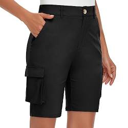 Soneven Bermuda Shorts Damen High Waist Leichte Cargo Shorts Wanderhose Kurz Zip Off mit Reißverschlusstaschen für Golf Wandern Sommer von Soneven