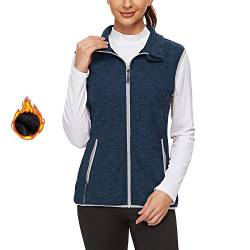 Soneven Damen Fleece Weste Outdoor Kurz Laufweste Fleeceweste Reitweste Softshell-Weste Leicht mit Reißverschluss für Laufen Wandern Winter von Soneven