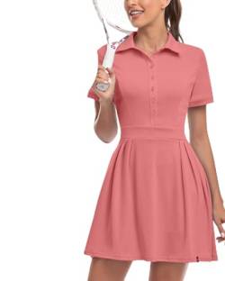 Soneven Damen Tenniskleid mit Hose Tennis Kleidung Set Ärmellos A-Linien Sportkleider Sommerkleid Golfkleid Für Sport Tennis Golf Baseball,Rosa,S von Soneven