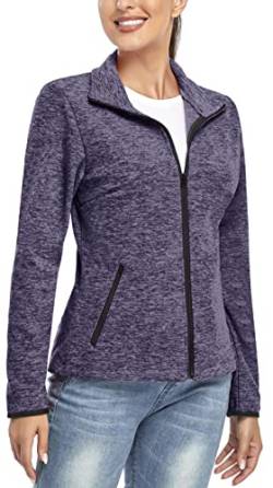 Soneven Fleecejacke Damen, Damen Fleece Jacke mit Durchgehendem Reißverschluss Langärmlig Leicht Sweatjacke Warm Winter für Wandern Outdoor Running Ski, Violettt S von Soneven