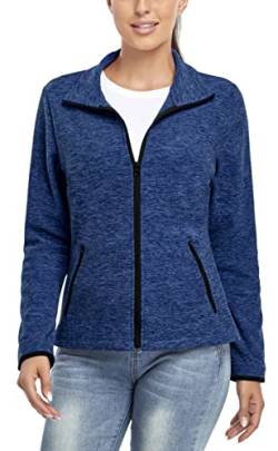 Soneven Fleecejacke Damen, Damen Fleece Jacke mit Durchgehendem Reißverschluss Langärmlig Leicht Sweatjacke Warm Winter für Wandern Outdoor Running Ski,Blau M von Soneven