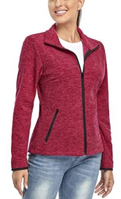 Soneven Fleecejacke Damen, Damen Fleece Jacke mit Durchgehendem Reißverschluss Langärmlig Leicht Sweatjacke Warm Winter für Wandern Outdoor Running Ski,Rosa L von Soneven