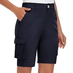 Soneven Freizeithose Kurze Hose Damen S Bermuda Shorts Leicht mit Knopfleiste, Elastisch Bund, Verfügbare Gürtel von Soneven