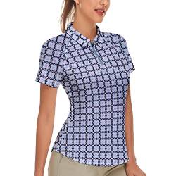 Soneven Golf Poloshirt Damen Kurzarm Tennis Sportshirt Damen t Shirt Blaue Blumen L von Soneven