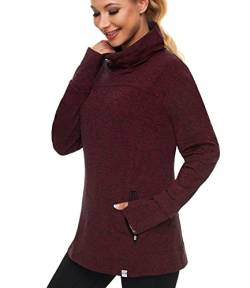 Soneven Rollkragen Pullover Damen Fleece Pulli Warm Funktionsshirt Damen Langarm Laufshirt Thermo Sweatshirts mit Schalkragen Wandershirt Atmungsaktive Running Sportoberteile S von Soneven