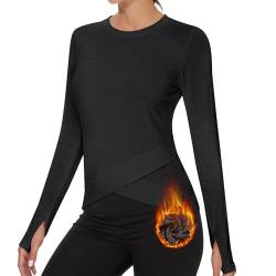 Soneven Winter Activewear für Damen Gym Sport Oberteile Fleece Thermo Sportshirt Damen Langarm Compression Shirt für Yoga Workout Laufen Schwarz L von Soneven