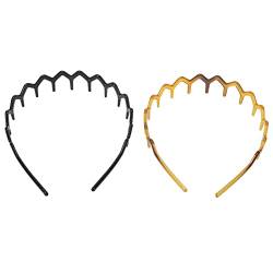 2 Stück Zick-Zack-Stirnbänder mit Haifischzahn, Schwarzbraun, Zick-Zack-Stirnband aus Kunststoff, Rutschfest, mit Wellenzähnen, Kamm-Stirnbänder für Frauen und Mädchen von Sonew