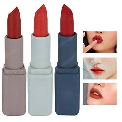 3 Stück/set Lippenfarbe Lippenstift Set, Klassischer Matt Langlebiger Lippenstift Unfading Lip Makeup Kosmetischer Lippenstift Kit von Sonew
