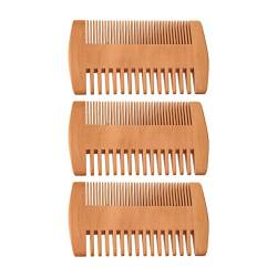 3-teiliges Bartkamm-Set, 2-seitiges, Breites Haarbürsten-Set mit Verschiedenen Zähnen für die Haarpflege von Männern und Frauen, Schnurrbart-Pflegekamm aus Holz für das Design von Sonew